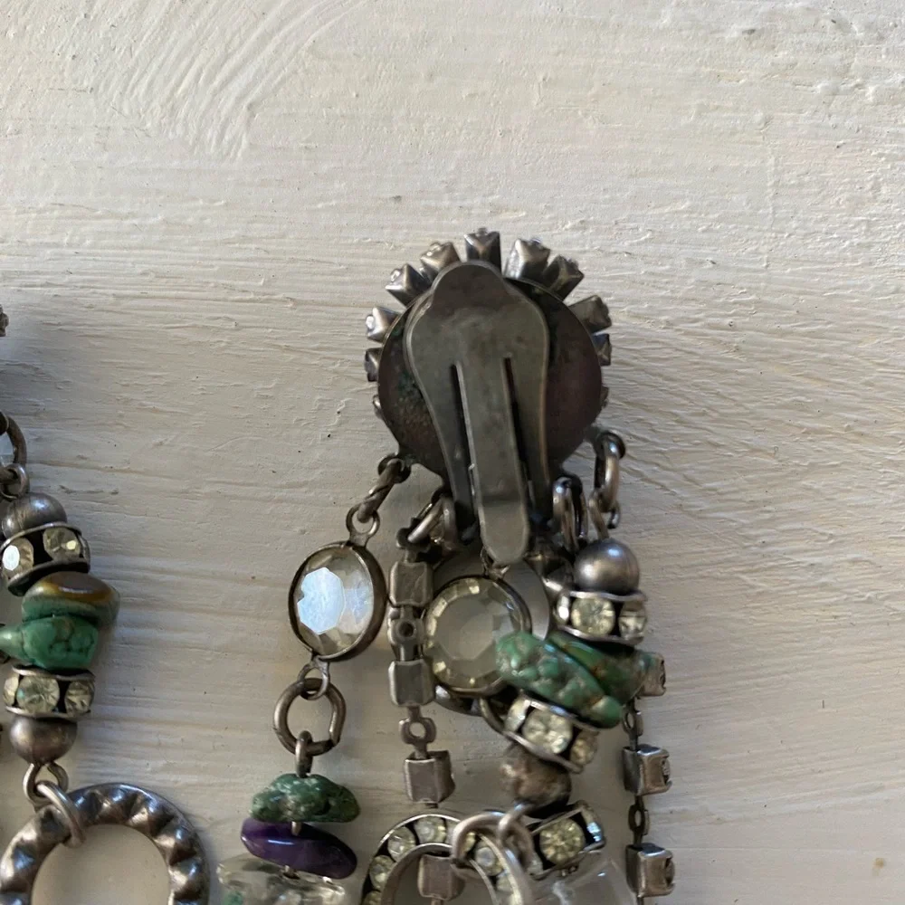 Vintage Sorrelli Clip On Dangle Earrings 3 inches long - Picture 5 of 7